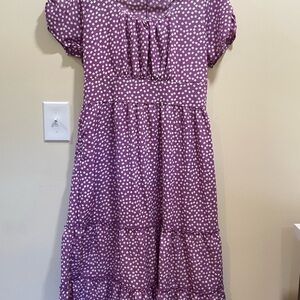 Elegant Purple Polka Dot Casual Dress